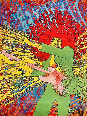 Exploding Jimi Hendrix by Martin Sharp  1968. 91x116 cm (36x48 inch) - Image 2